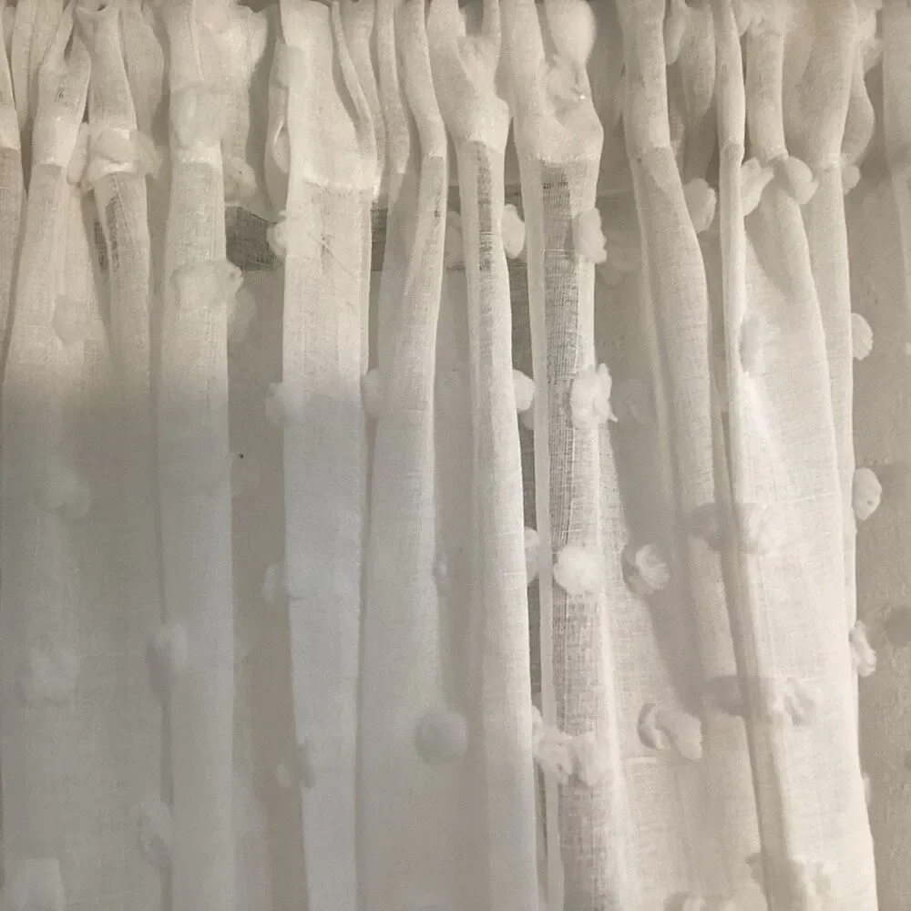 dkny curtain panels 4 white sheer pom pom design boho